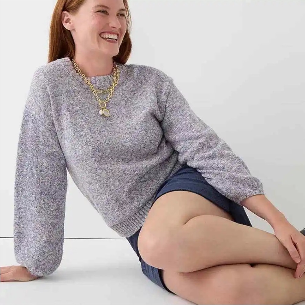 J. Crew Puff-sleeve crewneck sweater